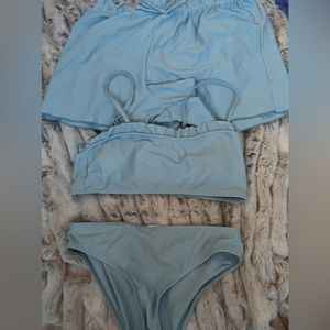 Baby blue / bikini with swim shorts (size extra large girls)